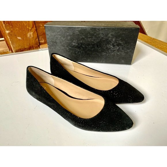 Joe's Jeans Kitty IV Pointed Toe Glitter Slip On Flat Boat Shoe Black Suede US 9 - Picture 1 of 8